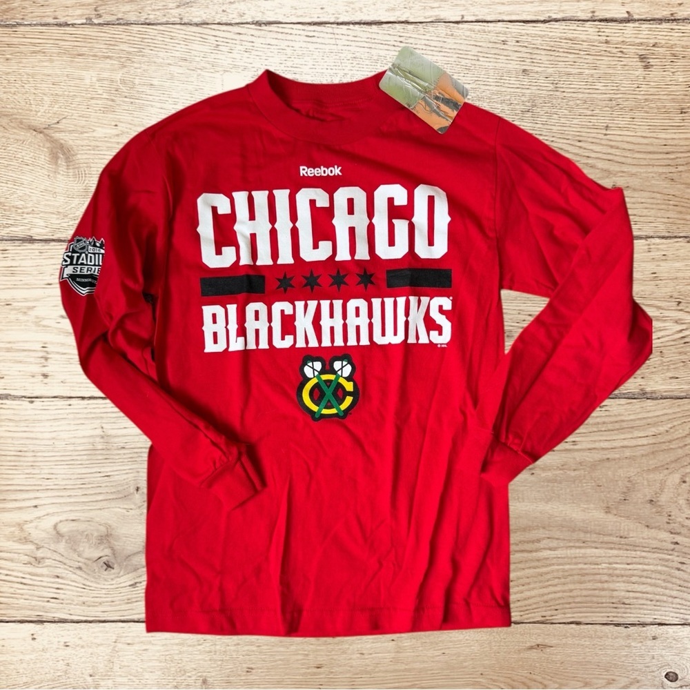 Reebok Red Chicago Blackhawks Long Sleeve Shirt